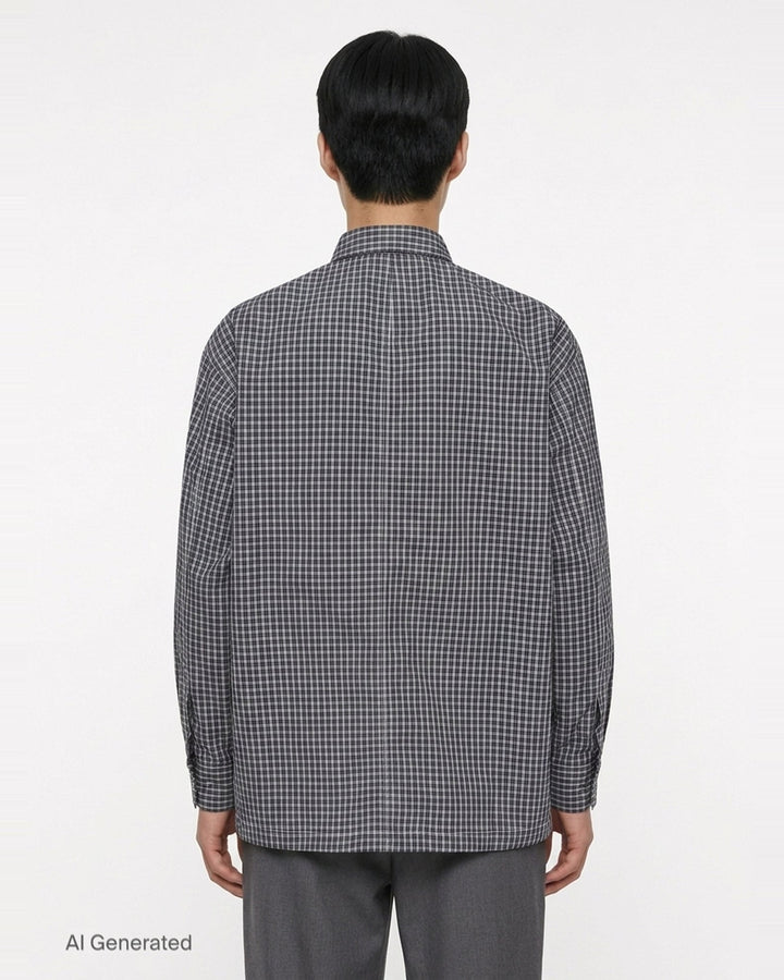 Cotton Check Long Sleeve Shirt | Comme des Garçons Homme | Club21 - back