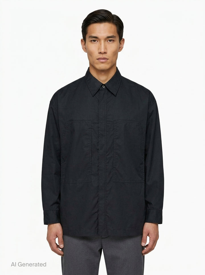 Cotton Compact Twill Long Sleeve Shirt | Comme des Garçons Homme | Club21 - front