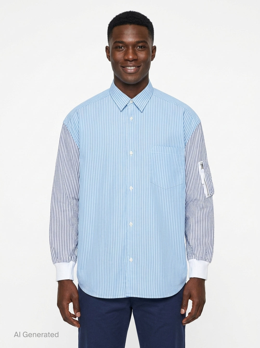 Cotton Stripe Long Sleeve Shirt | Comme des Garçons Homme | Club21 - front