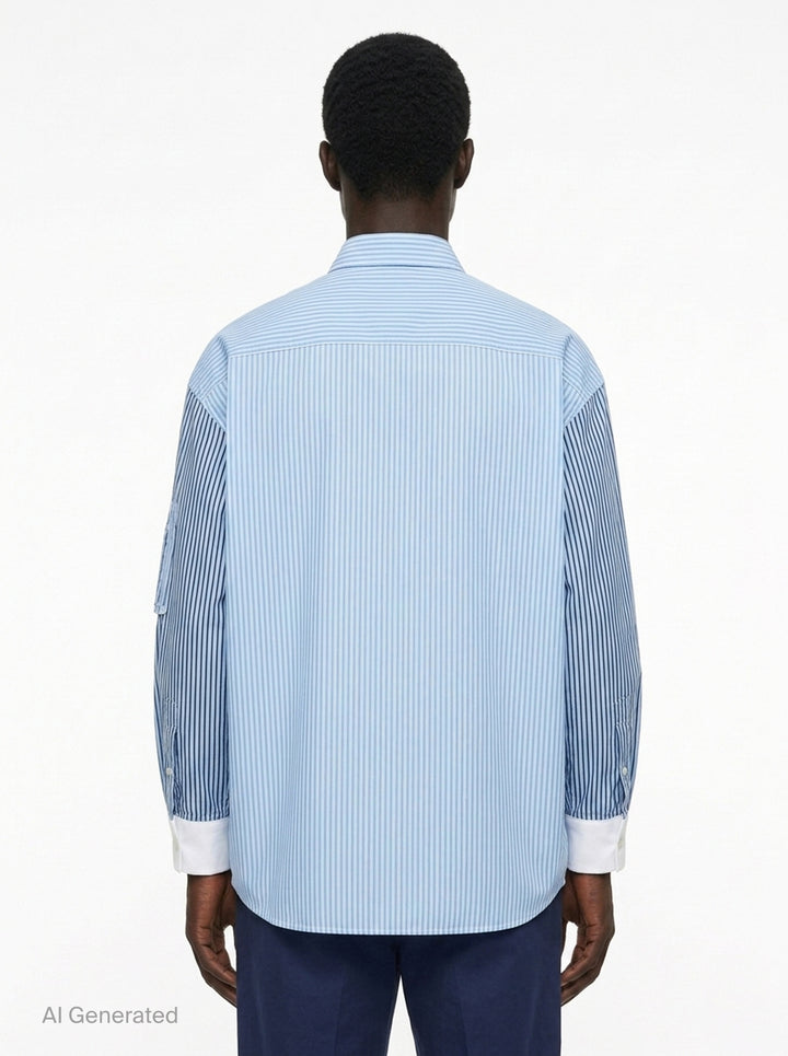Cotton Stripe Long Sleeve Shirt | Comme des Garçons Homme | Club21 - back