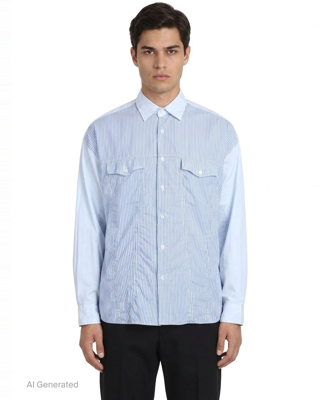 Cotton Twill Stripe Long Sleeve Shirt | Comme des Garçons Homme | Club21 - front