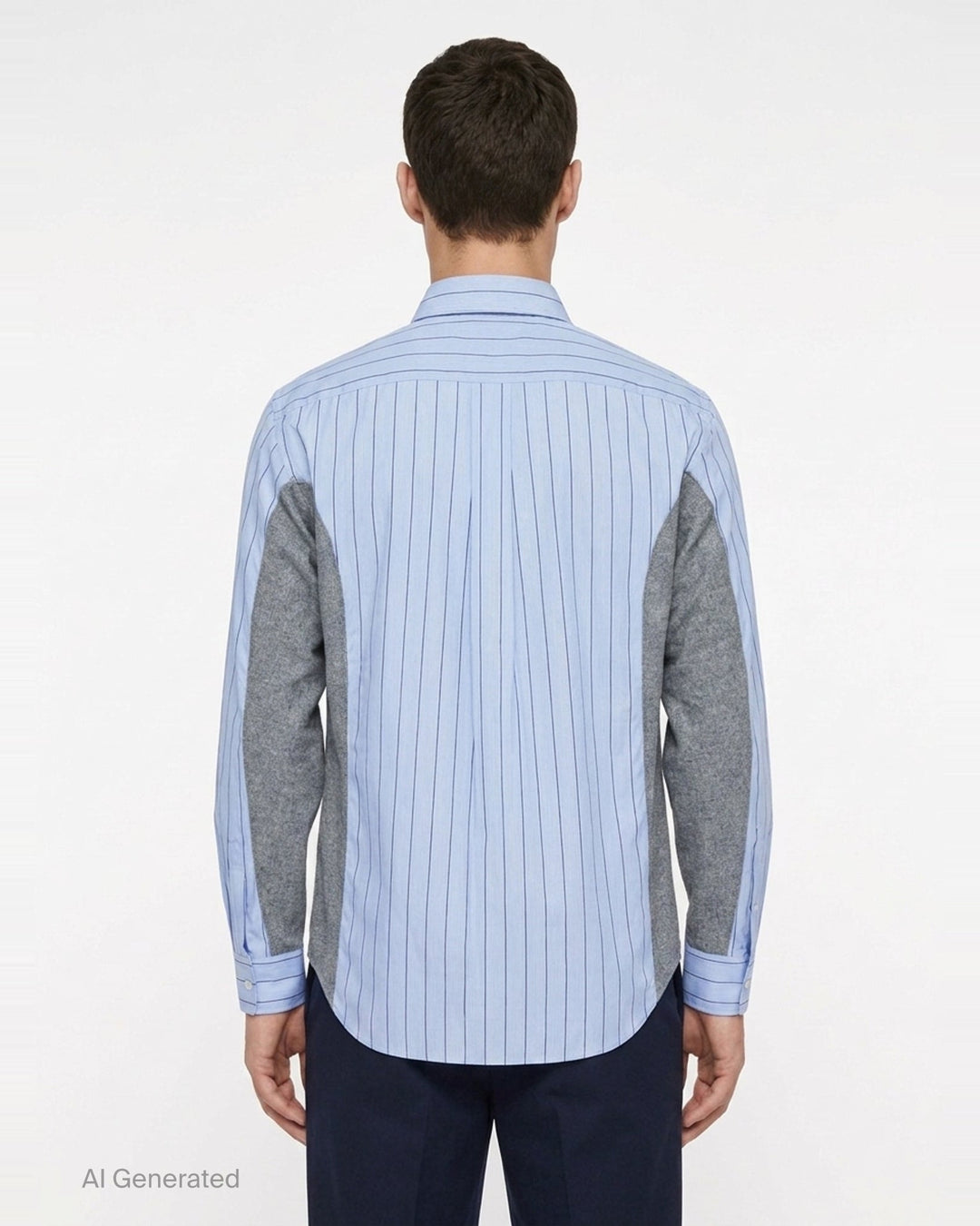 Cotton Stripe Wool Panel Long Sleeve Shirt | Comme des Garçons Homme Deux | Club21 - back