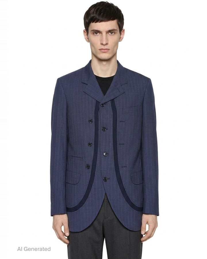 Pinstripe Wool Double Jacket | Comme des Garçons Homme Deux | Club21 - front