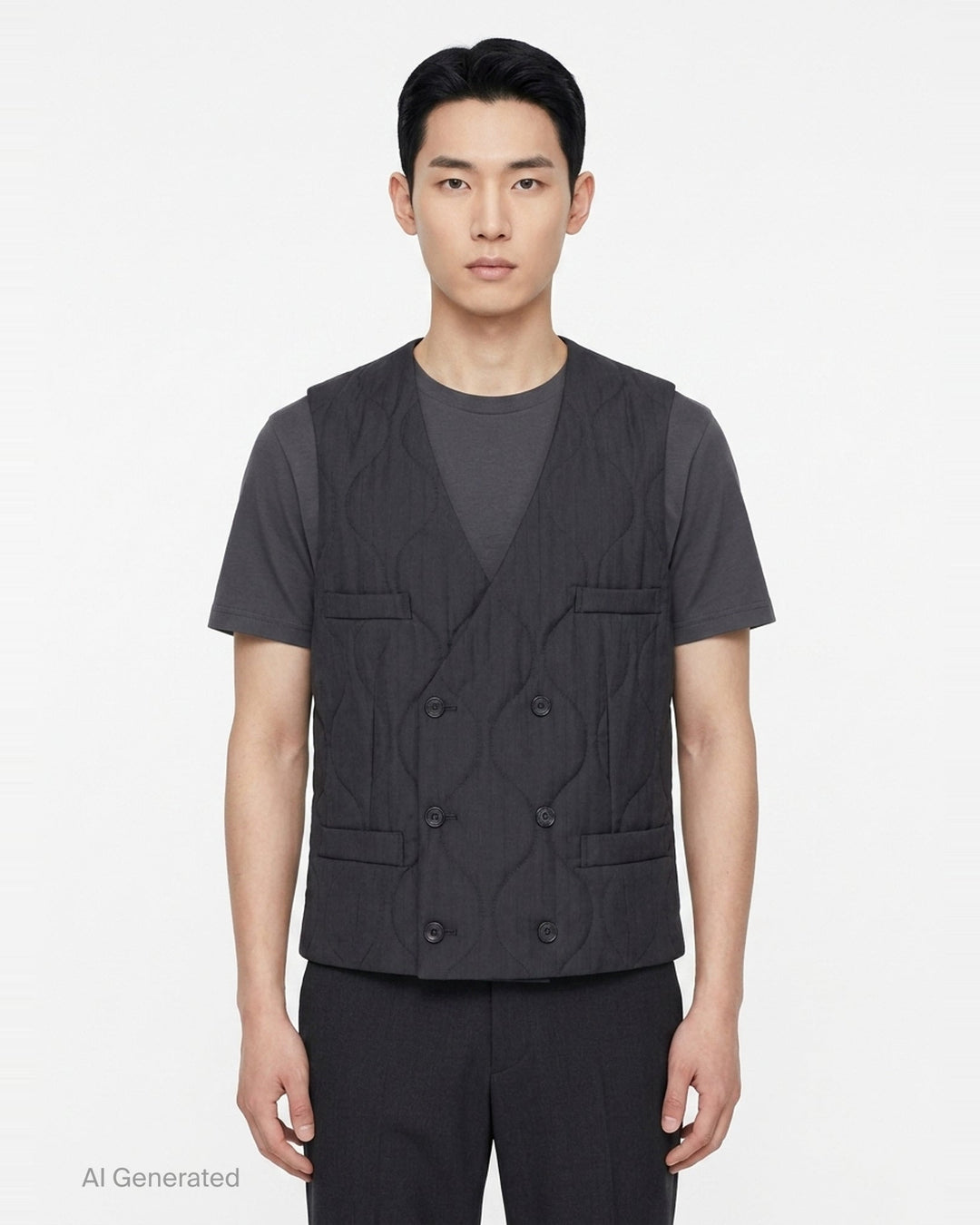 Wool Shadow Stripe Quilted Vest | Comme des Garçons Homme Deux | Club21 - front