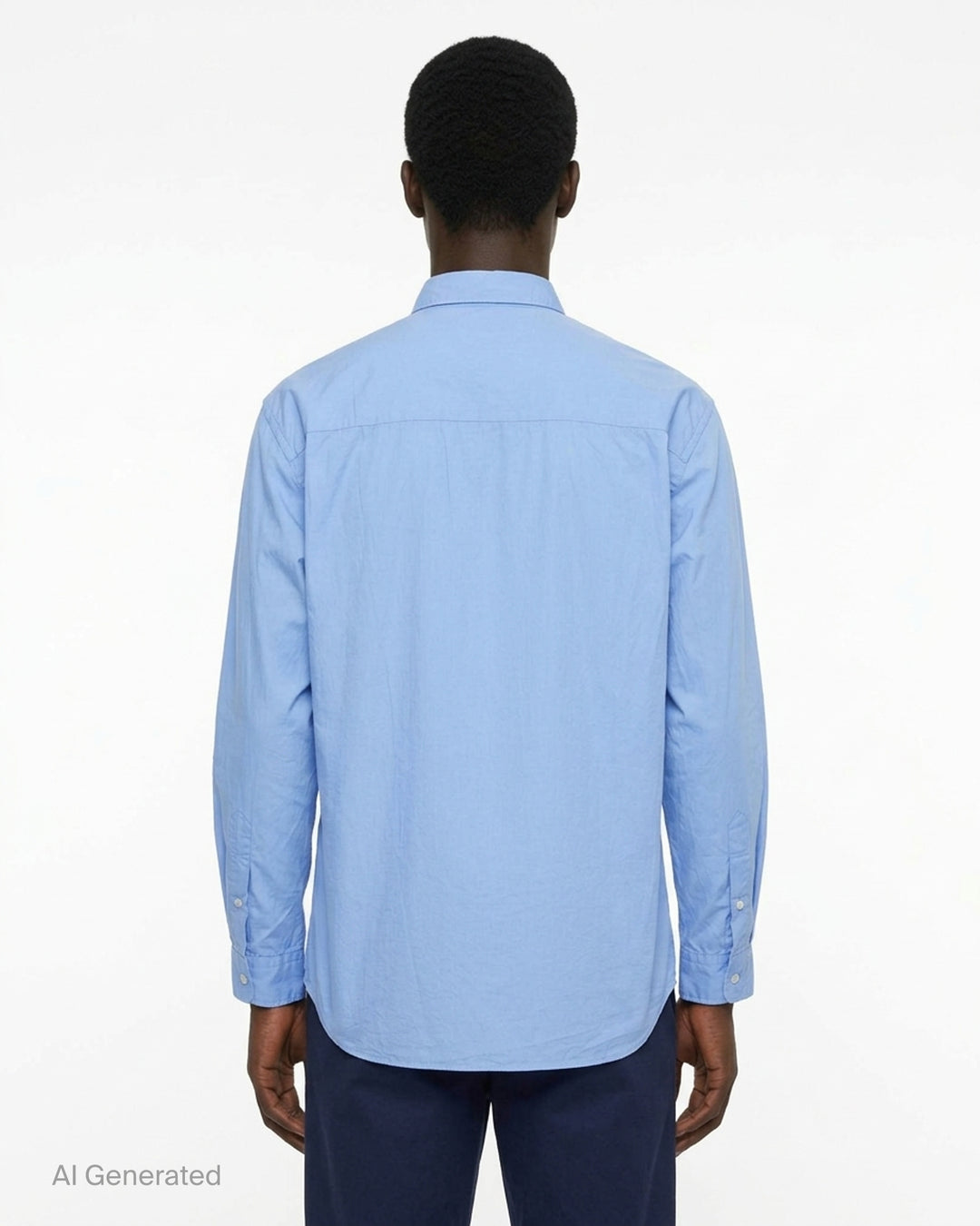 Comme des Garçons Homme long sleeve multi fabrication shirt in blue patchwork stripes and dots with frayed seams and a striped chest pocket - back