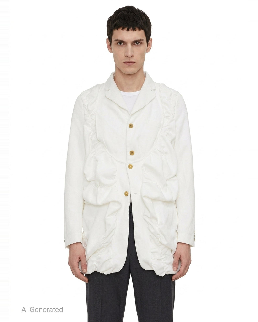 Heavy Kersey Ruched Jacket | Comme des Garçons Homme Plus | Club21 - front