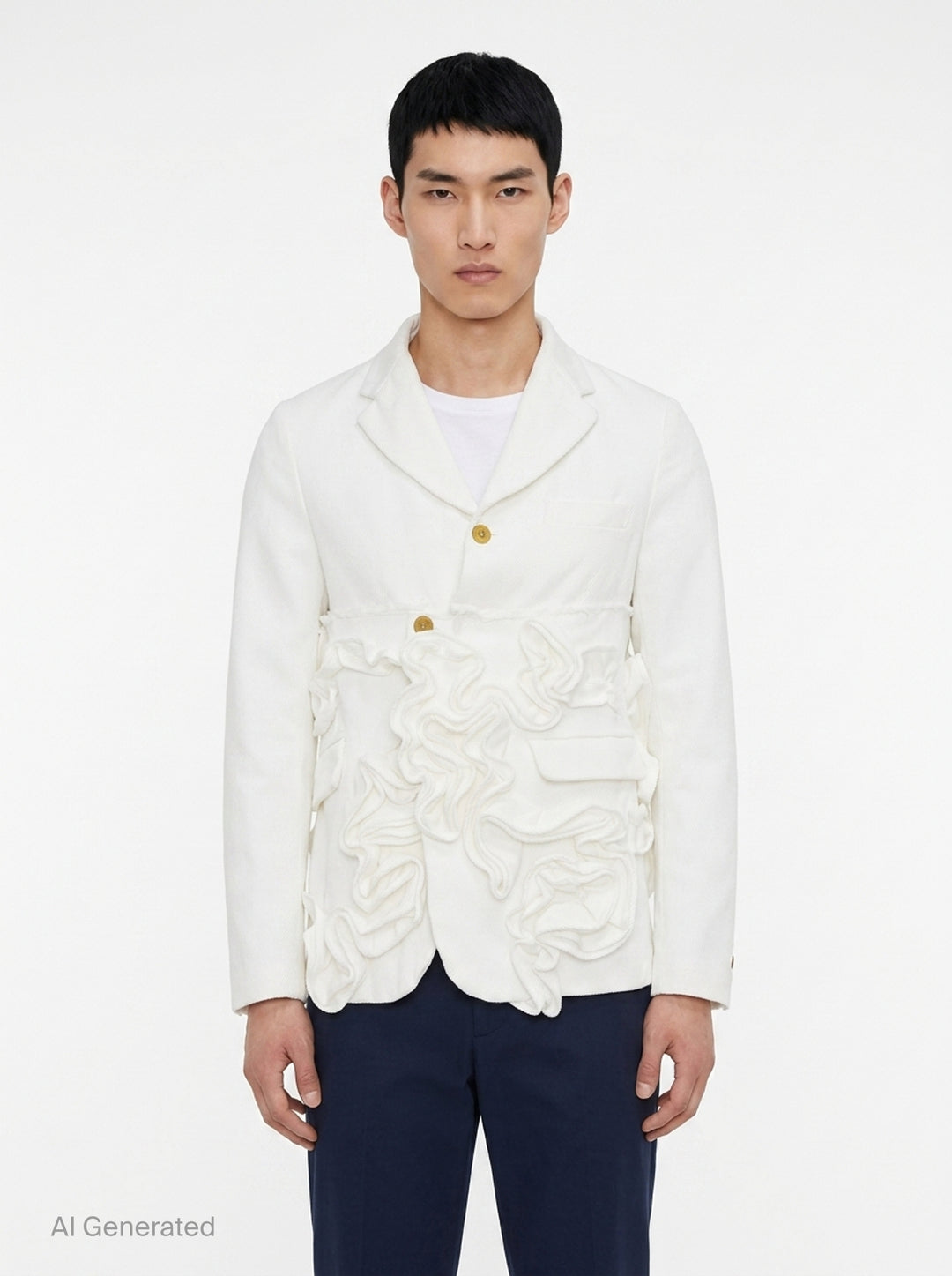 Heavy Kersey Ruffle Blazer | Comme des Garçons Homme Plus | Club21 - front