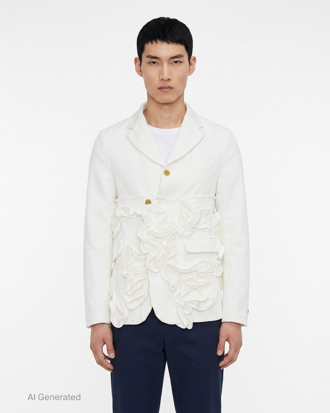 Heavy Kersey Ruffle Blazer | Comme des Garçons Homme Plus | Club21 - front
