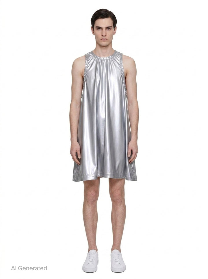 Metallic Enamel Halter Dress | Comme des Garçons Homme Plus | Club21 - front