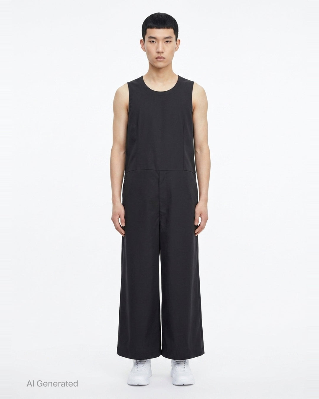 Polyester Dobby Wide-Leg Jumpsuit | Comme des Garçons Homme Plus | Club21 - front