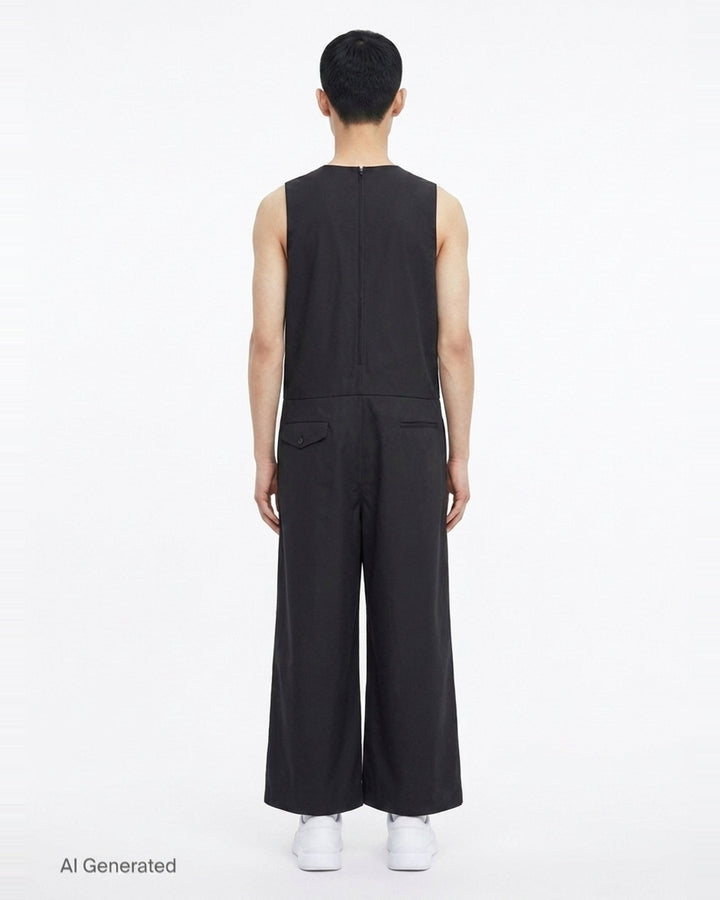 Polyester Dobby Wide-Leg Jumpsuit | Comme des Garçons Homme Plus | Club21 - back
