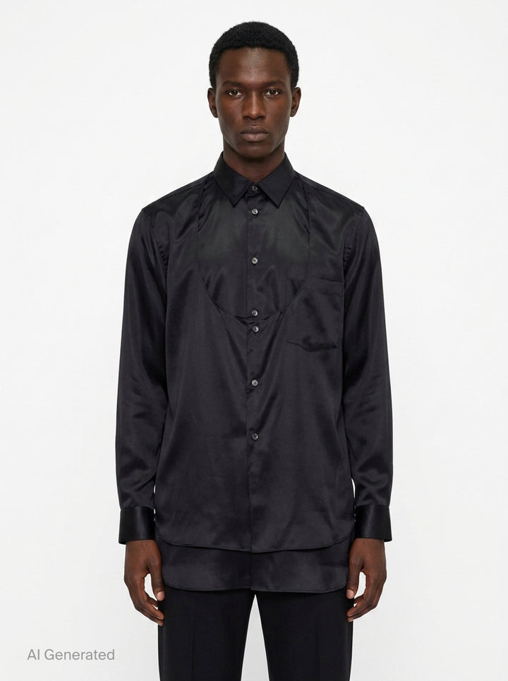 Polyester Satin Long Sleeve Shirt | Comme des Garçons Homme Plus | Club21 - front
