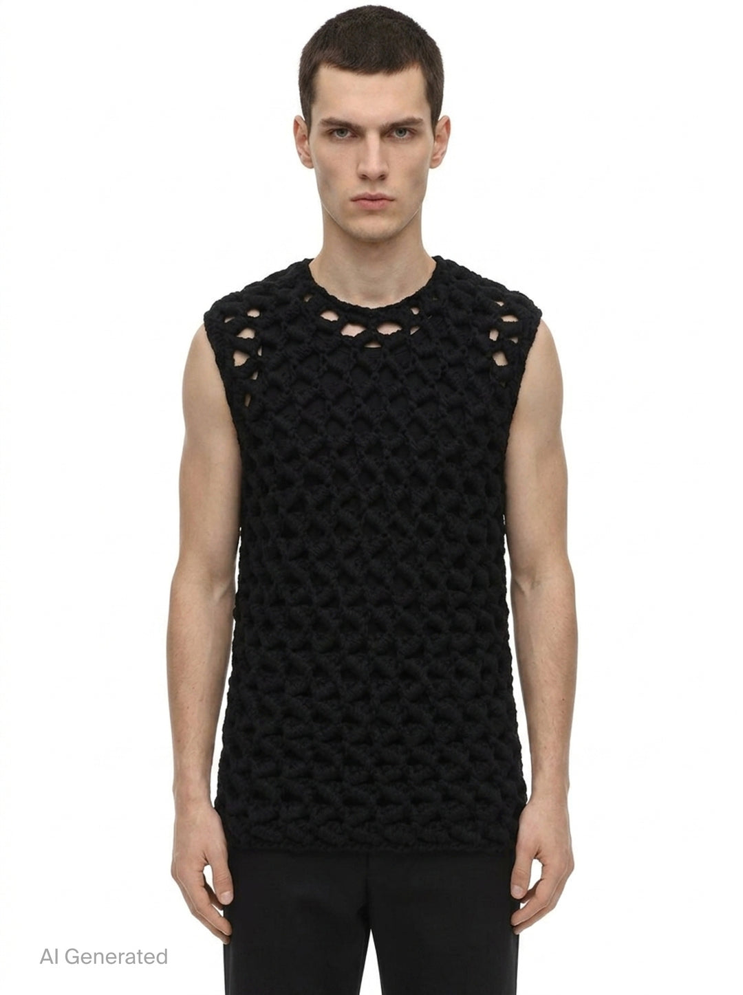 Roving Crochet Knit Vest | Comme des Garçons Homme Plus | Club21 - front