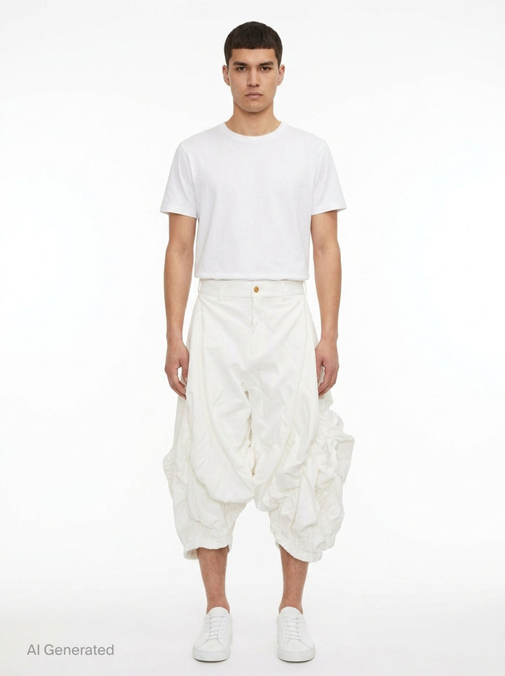 Ruched Voluminous Cropped Pants | Comme des Garçons Homme Plus | Club21 - front