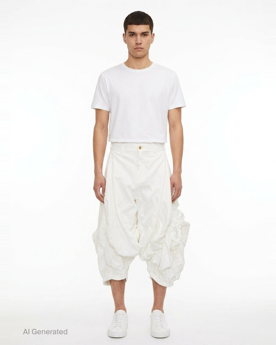 Ruched Voluminous Cropped Pants | Comme des Garçons Homme Plus | Club21 - front