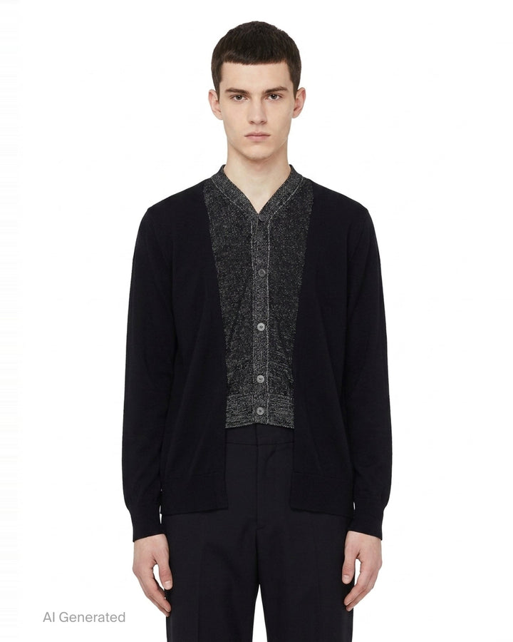 Wool Jersey Contrast Panel Cardigan | Comme des Garçons Homme Plus | Club21 - front
