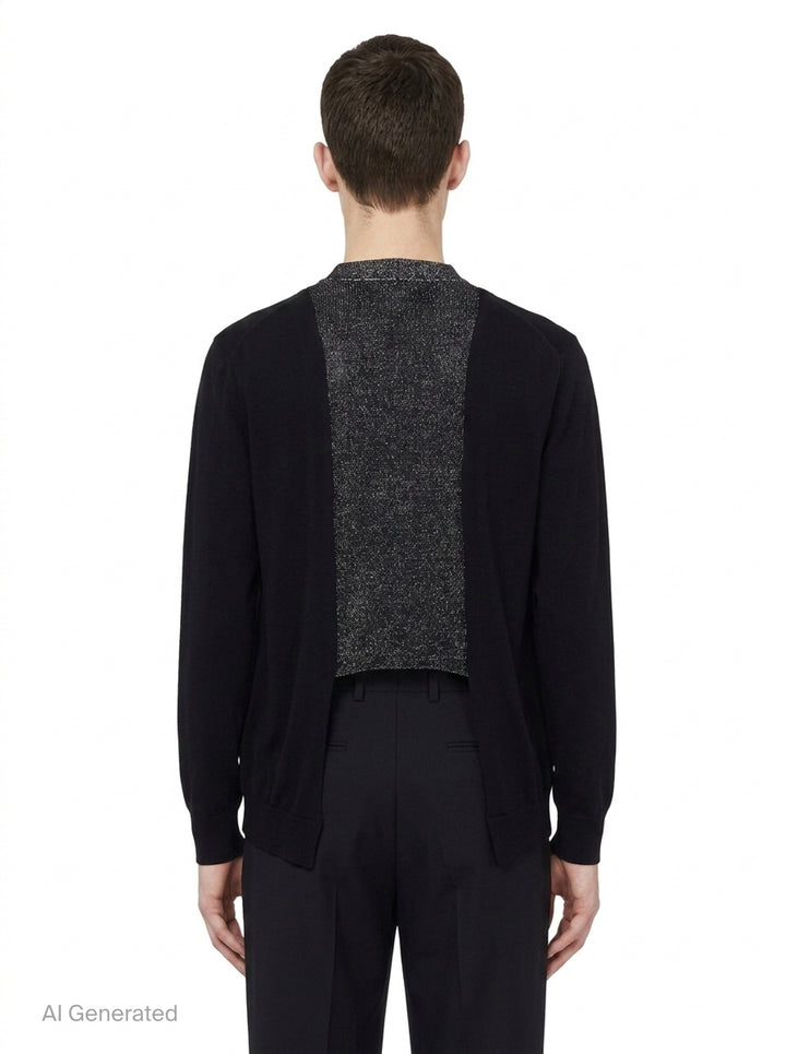Wool Jersey Contrast Panel Cardigan | Comme des Garçons Homme Plus | Club21 - back