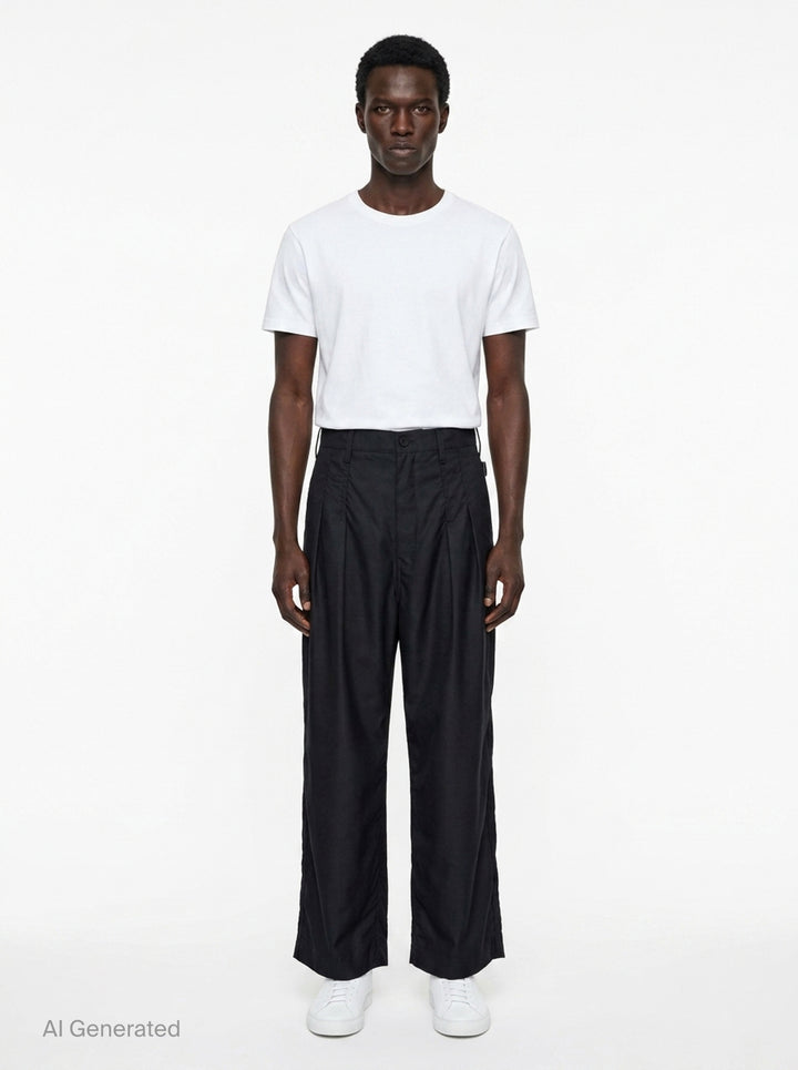 Wool Gabardine Wide Pants | Comme des Garçons Homme | Club21 - front