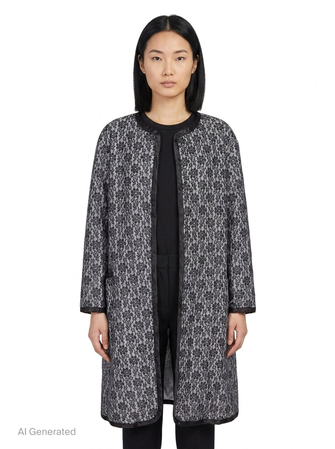 Longline Lace Overlay Coat | Comme des Garçons | Club21 - front