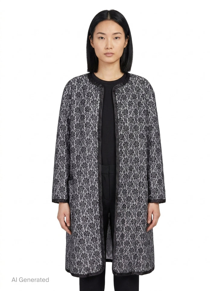 Longline Lace Overlay Coat | Comme des Garçons | Club21 - front