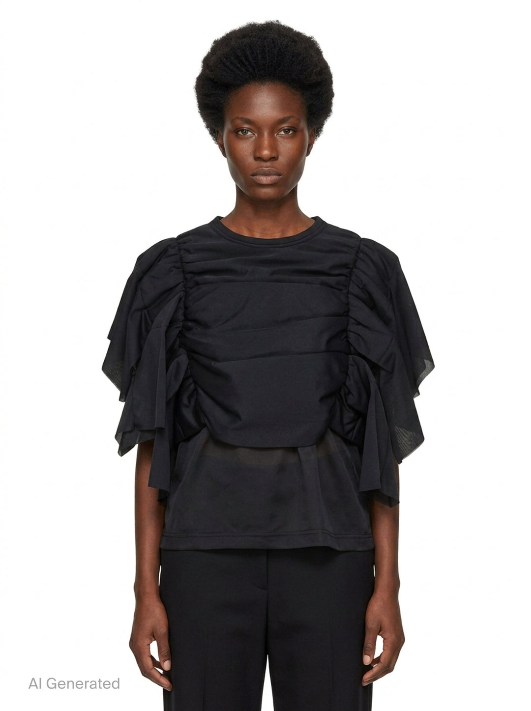 Oversized Layered Gathered Tee | Comme des Garçons | Club21 - front