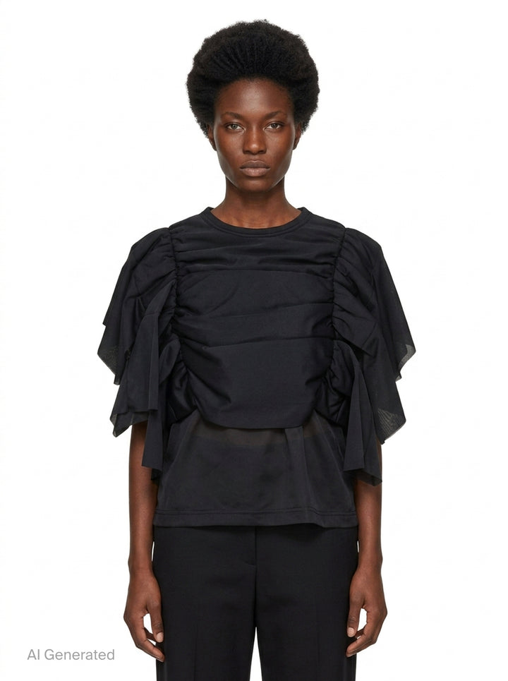 Oversized Layered Gathered Tee | Comme des Garçons | Club21 - front
