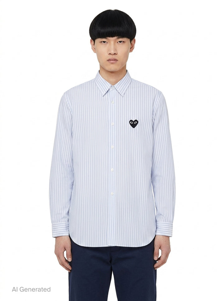 Black Emblem Long Sleeve Shirt | Comme des Garçons PLAY | Club21 - front