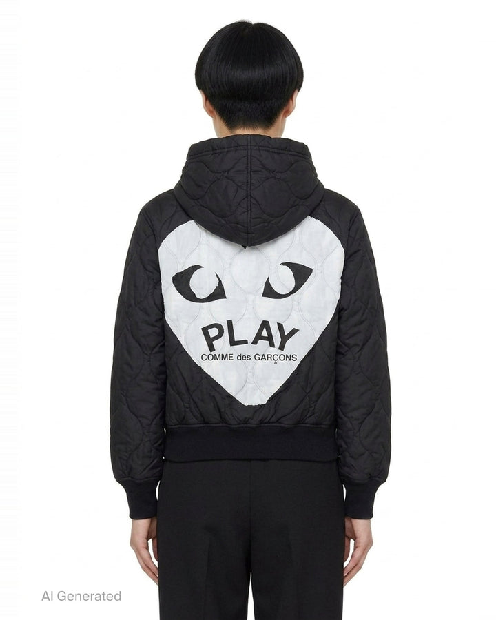 Black Emblem Quilted Hoodie | Comme des Garçons PLAY | Club21 - back