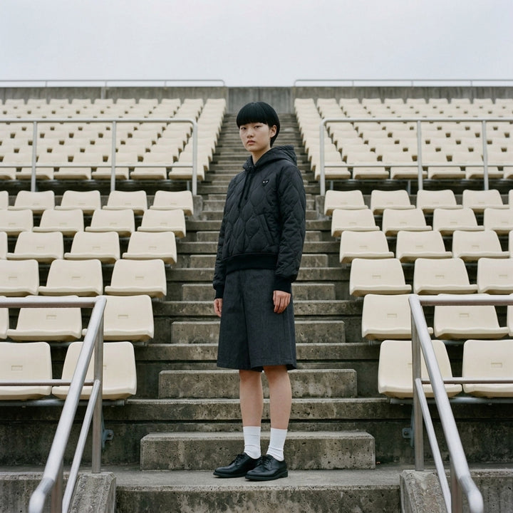 Black Emblem Quilted Hoodie | Comme des Garçons PLAY | Club21 - lifestyle