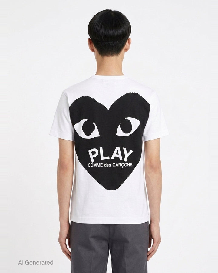 Black Emblem Short Sleeve Tee | Comme des Garçons PLAY | Club21 - back