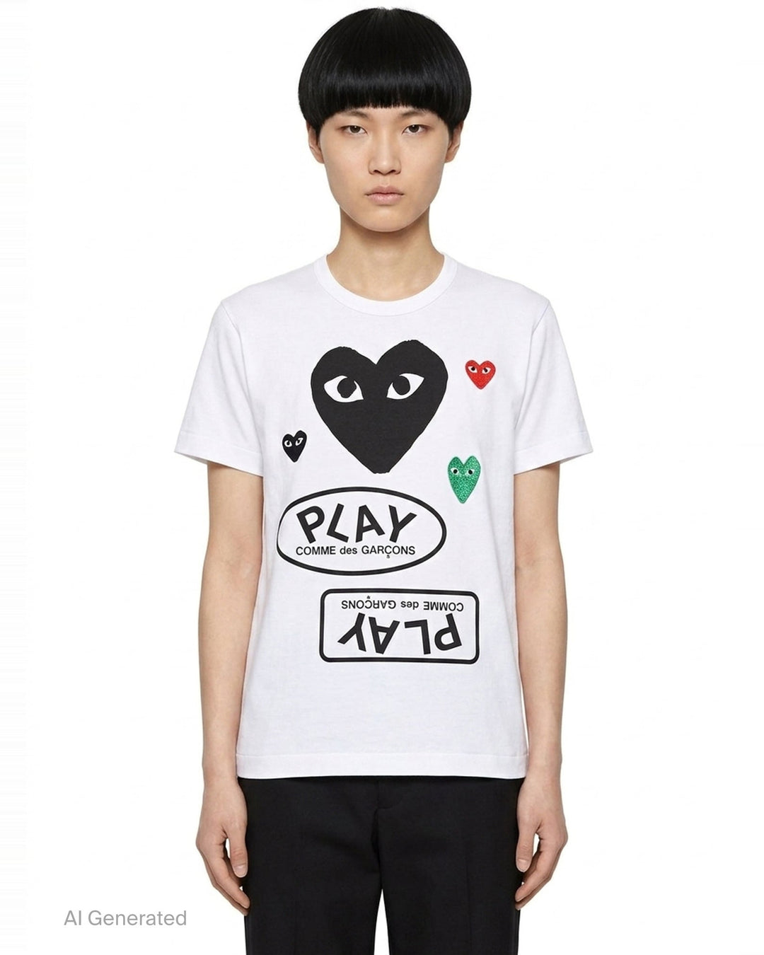 Black Heart Multi Emblem Tee | Comme des Garçons PLAY | Club21 - front