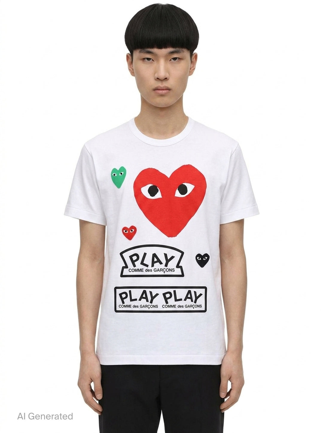 Multi Heart Graphic Tee | Comme des Garçons PLAY | Club21 - front