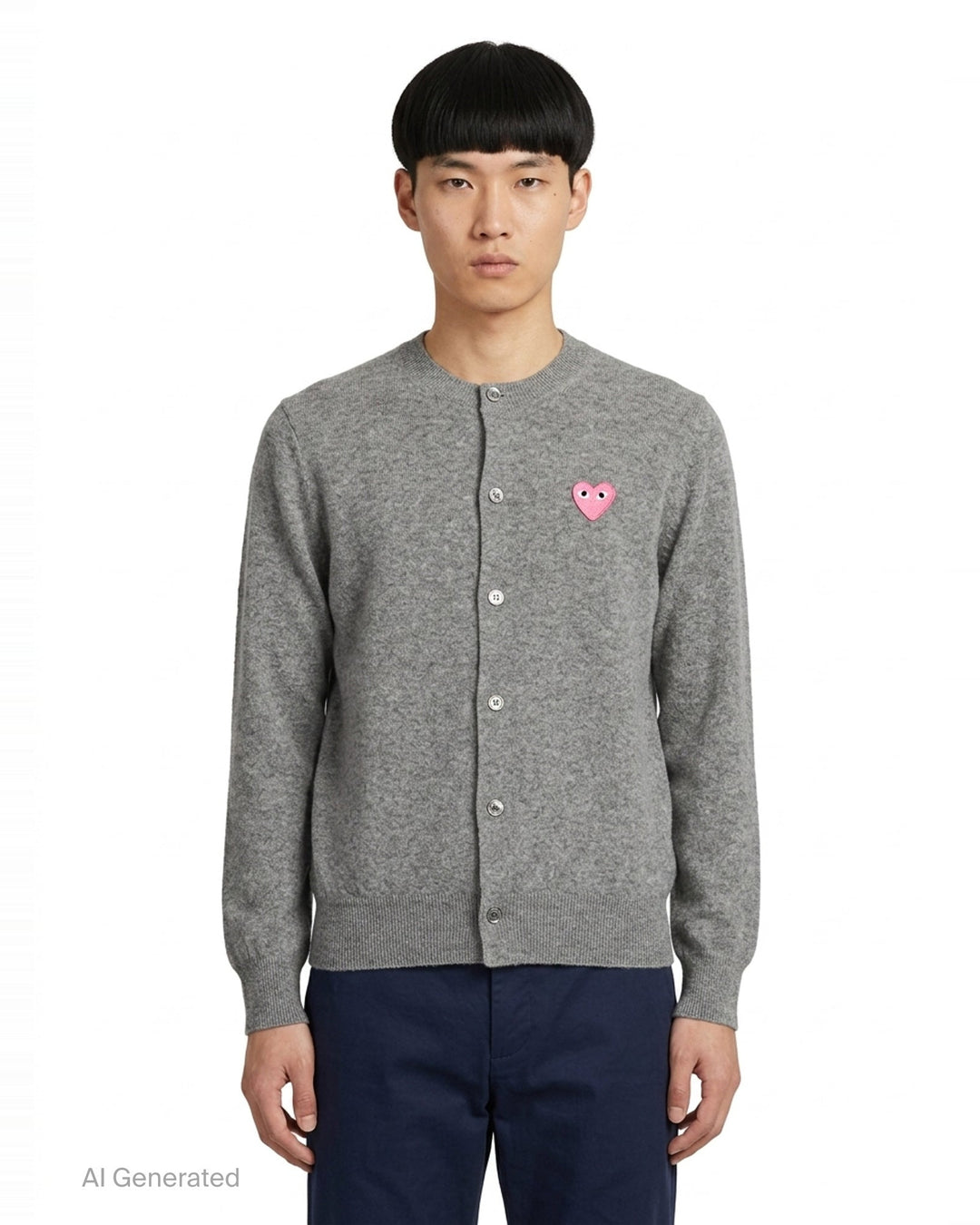Pink Emblem Round Neck Cardigan | Comme des Garçons PLAY | Club21 - front
