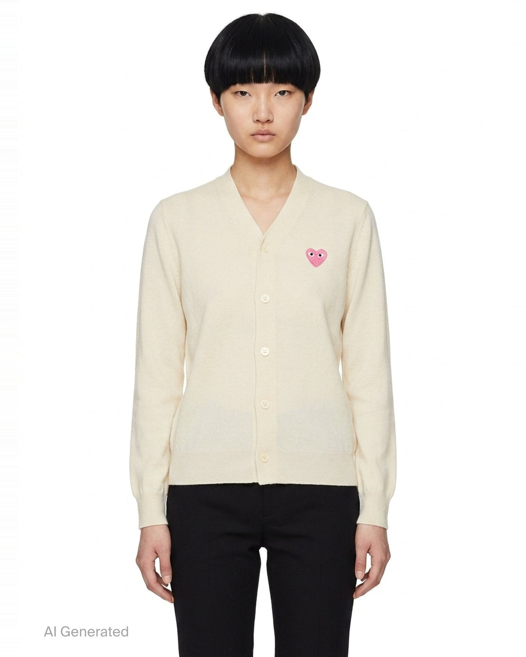 Pink Emblem V-Neck Cardigan | Comme des Garçons PLAY | Club21 - front