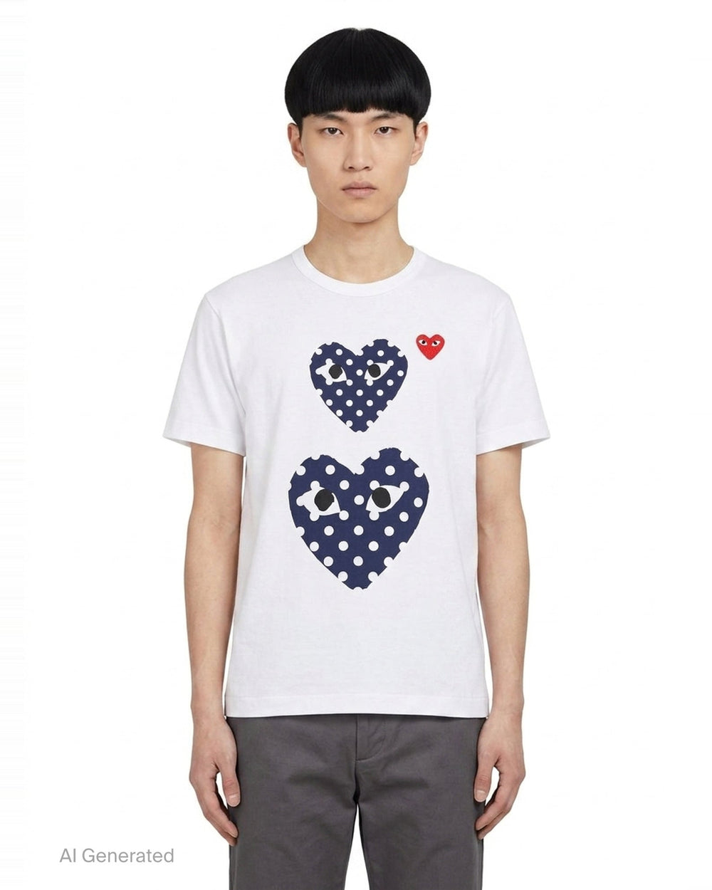 Polka Dot Double Heart Short Sleeve Tee | Comme des Garçons PLAY | Club21 - front