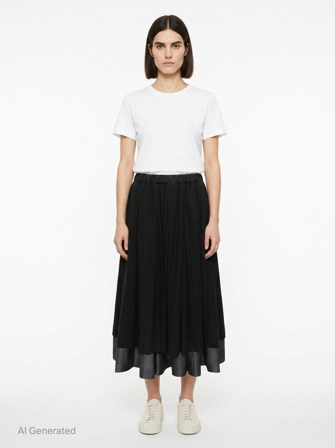 Pleated Drawstring Midi Skirt | Comme des Garçons | Club21 - front