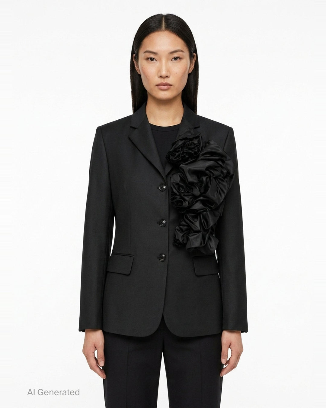 Ruffled Satin Appliqué Blazer | Comme des Garçons | Club21 - front