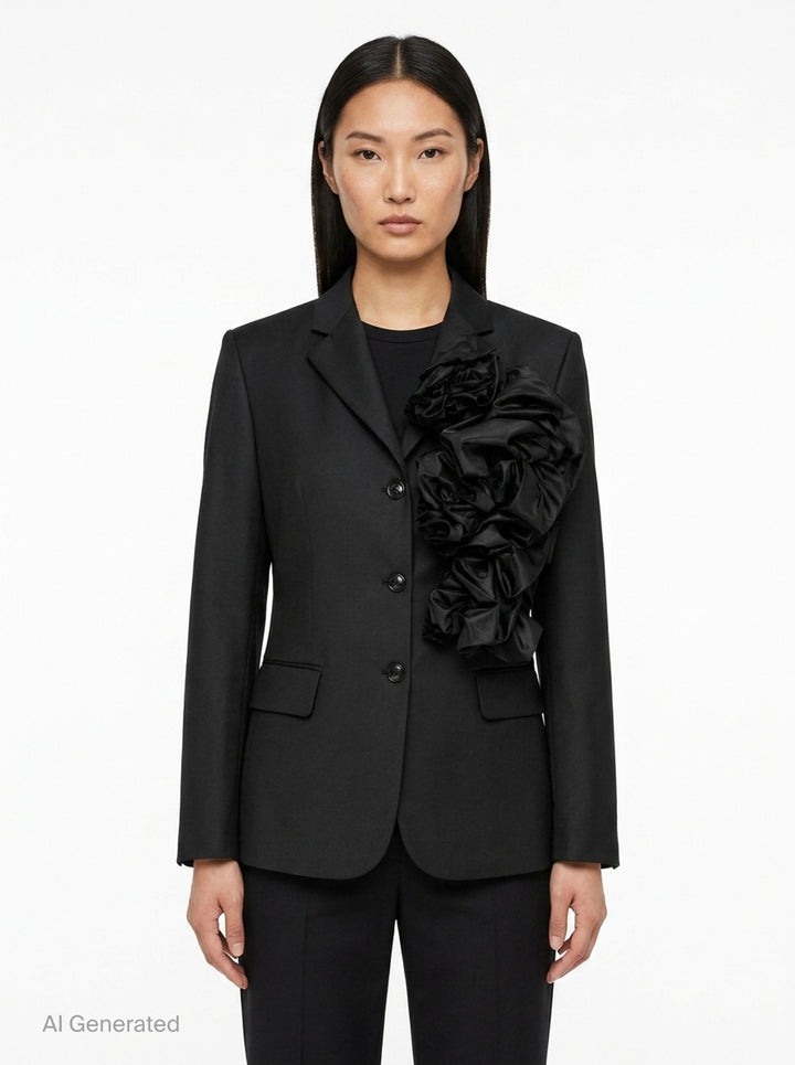 Ruffled Satin Appliqué Blazer | Comme des Garçons | Club21 - front