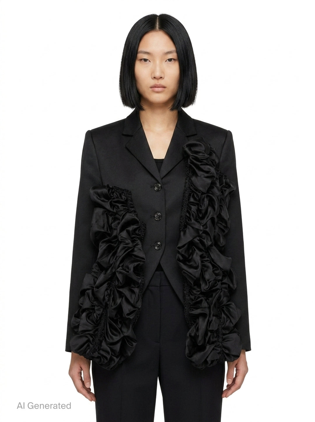 Ruffled Satin Blazer | Comme des Garçons | Club21 - front