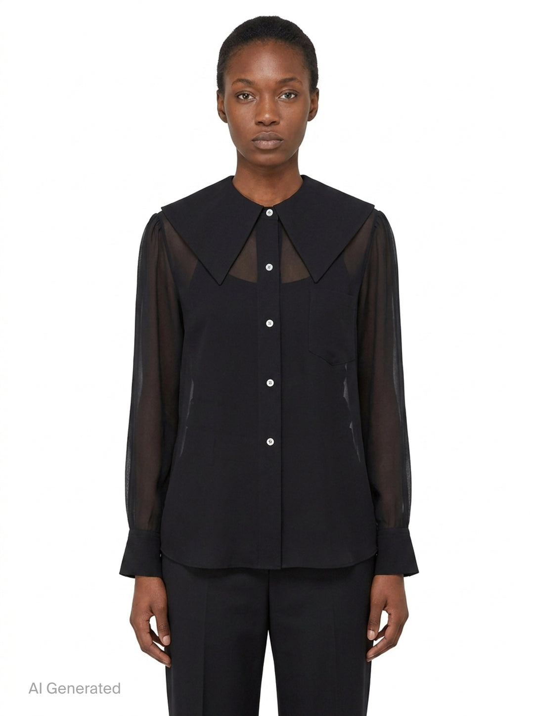 Sheer Blouse With Oversized Collar | Comme des Garçons | Club21 - front