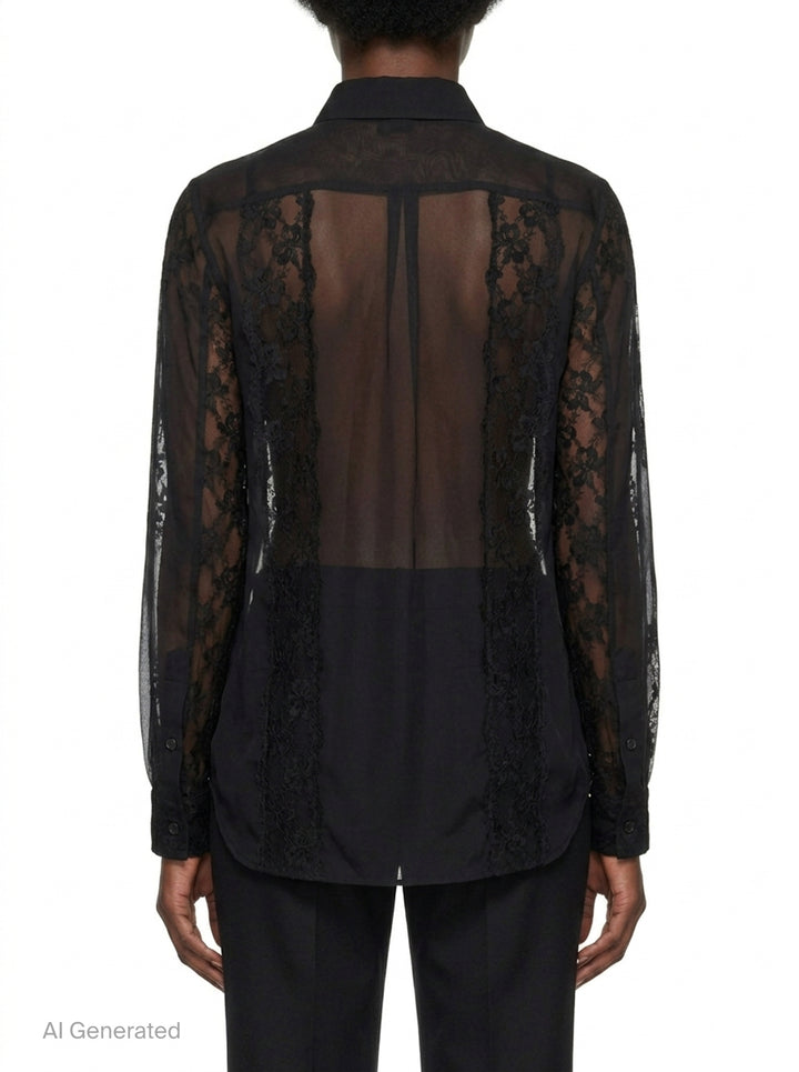 Sheer Lace Panel Blouse | Comme des Garçons | Club21 - back