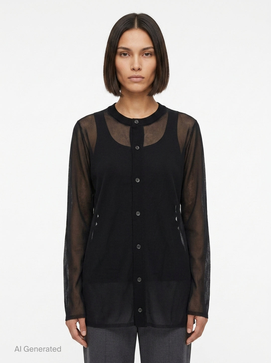 Sheer Layered Button-Up Shirt | Comme des Garçons | Club21 - front