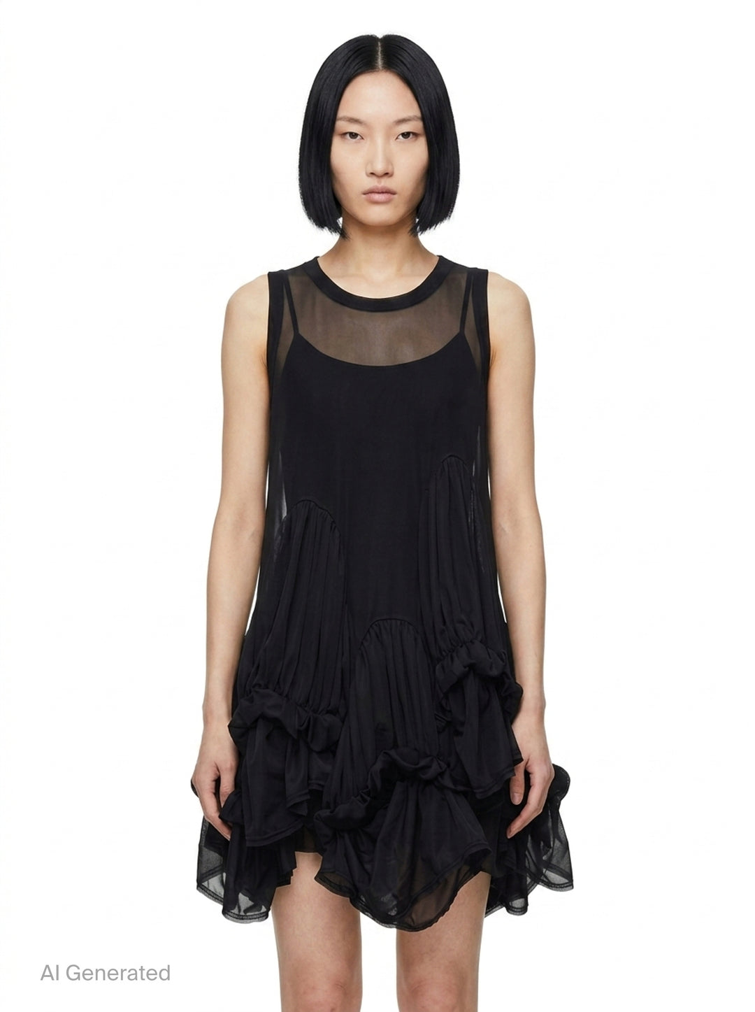 Sheer Layered Ruffle Dress | Comme des Garçons | Club21 - front