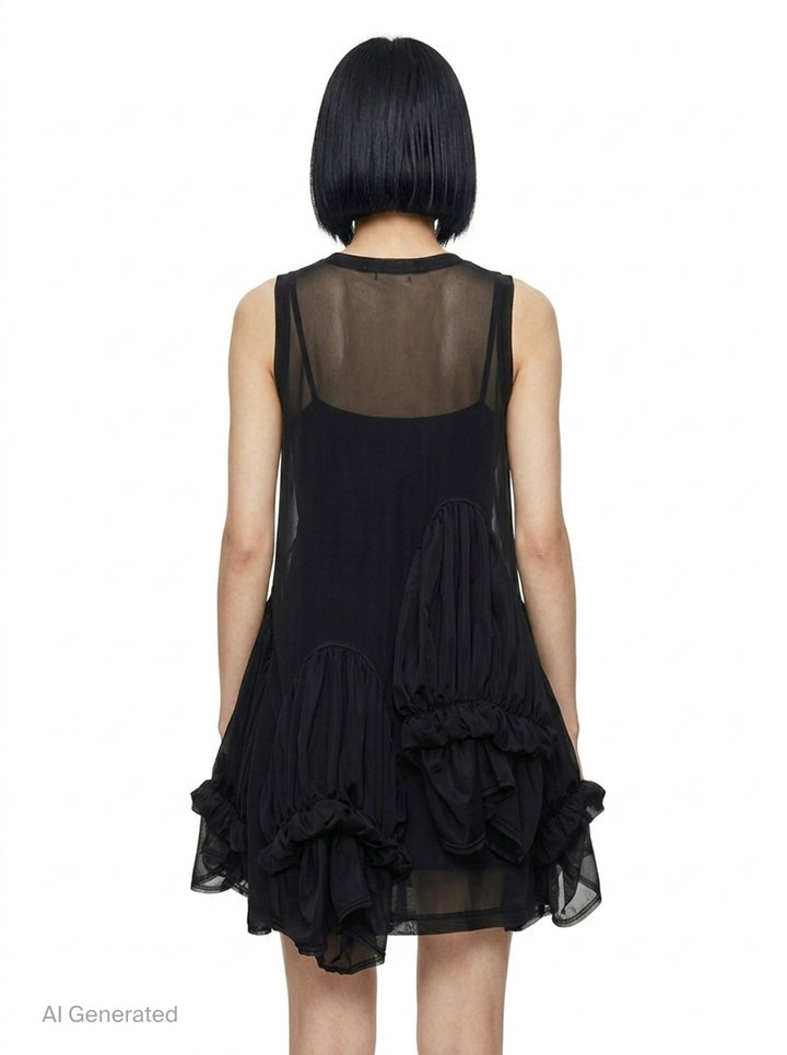 Sheer Layered Ruffle Dress | Comme des Garçons | Club21 - back