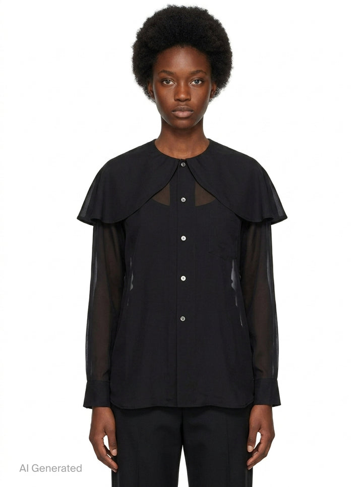 Sheer Oversized Frill Blouse | Comme des Garçons | Club21 - front