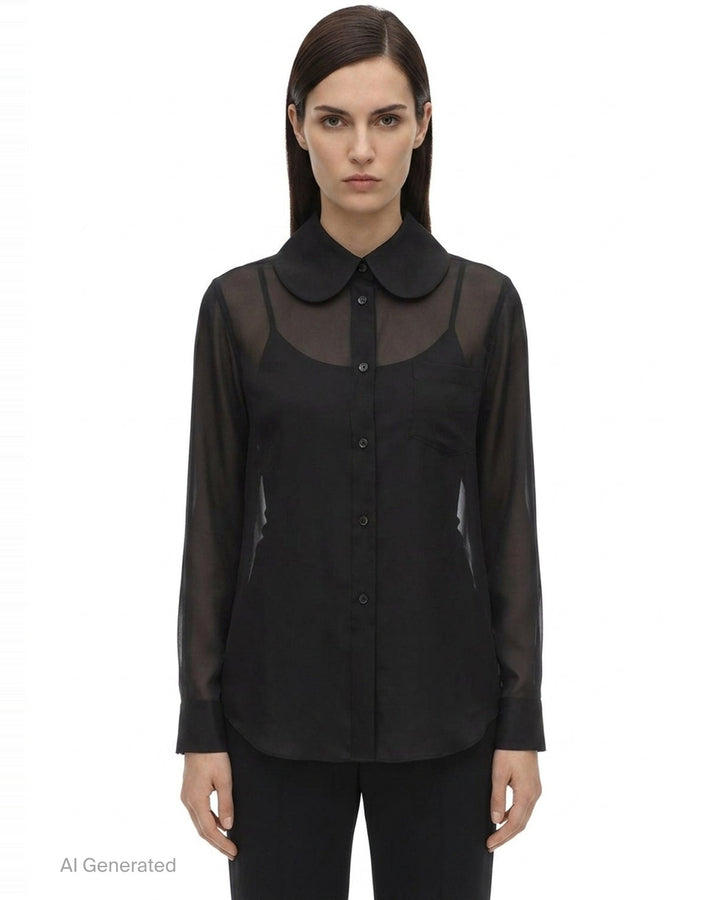 Sheer Peter Pan Collar Blouse | Comme des Garçons | Club21 - front