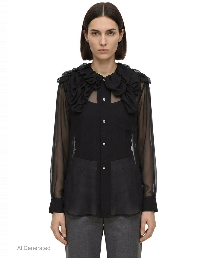 Sheer Ruffle Collar Blouse | Comme des Garçons | Club21 - front