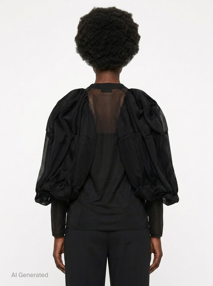 Sheer Translucent Puff Sleeve Top | Comme des Garçons | Club21 - back