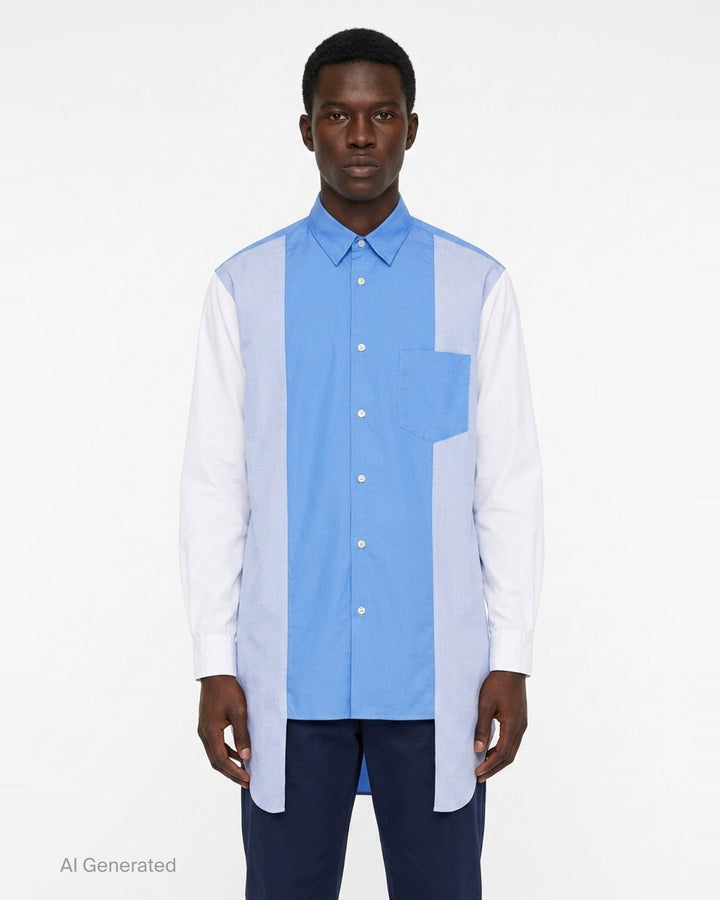 Colour Block Panelled Long Sleeve Shirt | Comme des Garçons SHIRT | Club21 - front