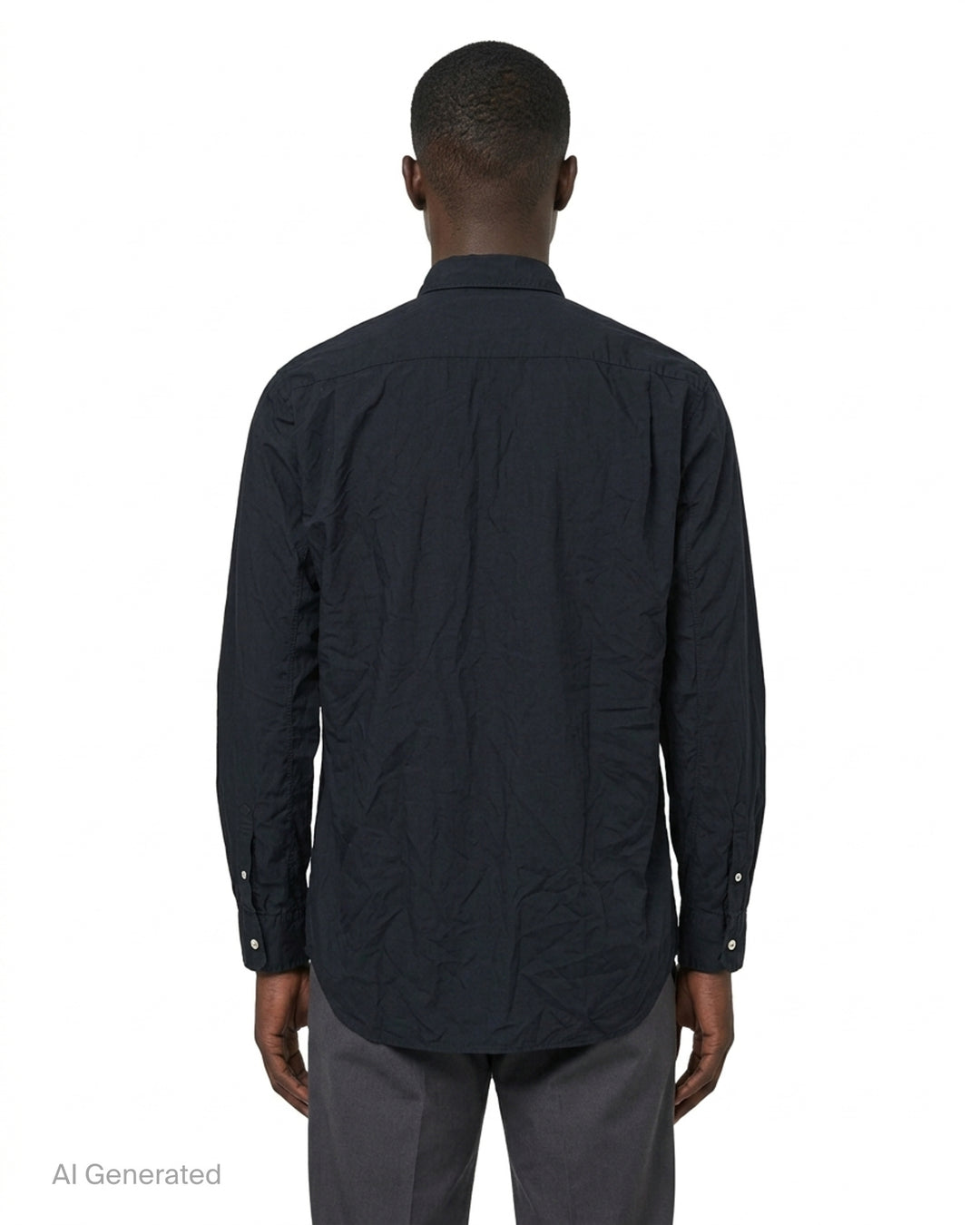 Comme des Garçons Shirt black long sleeve button-up shirt with two diagonal metal zips across the front - back